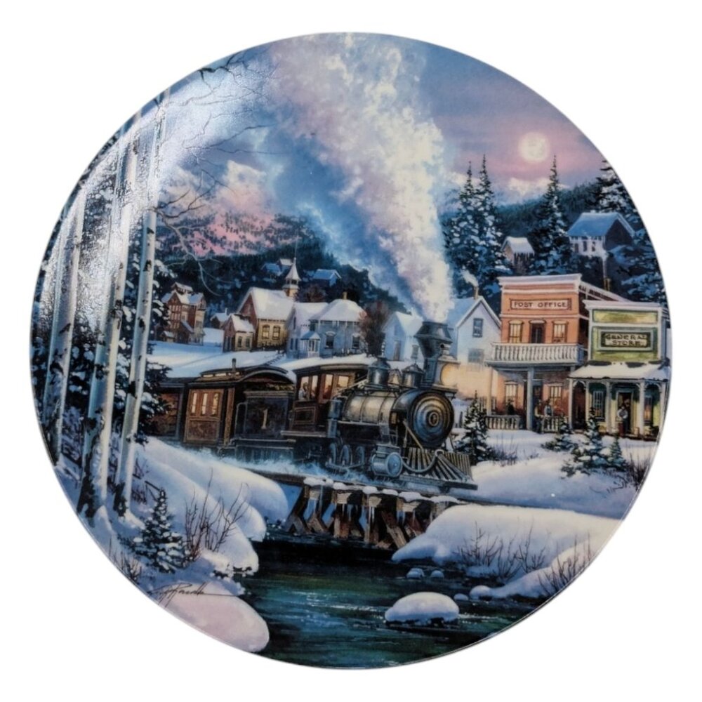 Bradford Exchange Moonlit Journey Collector Plate Trains of the West Kirk Randle